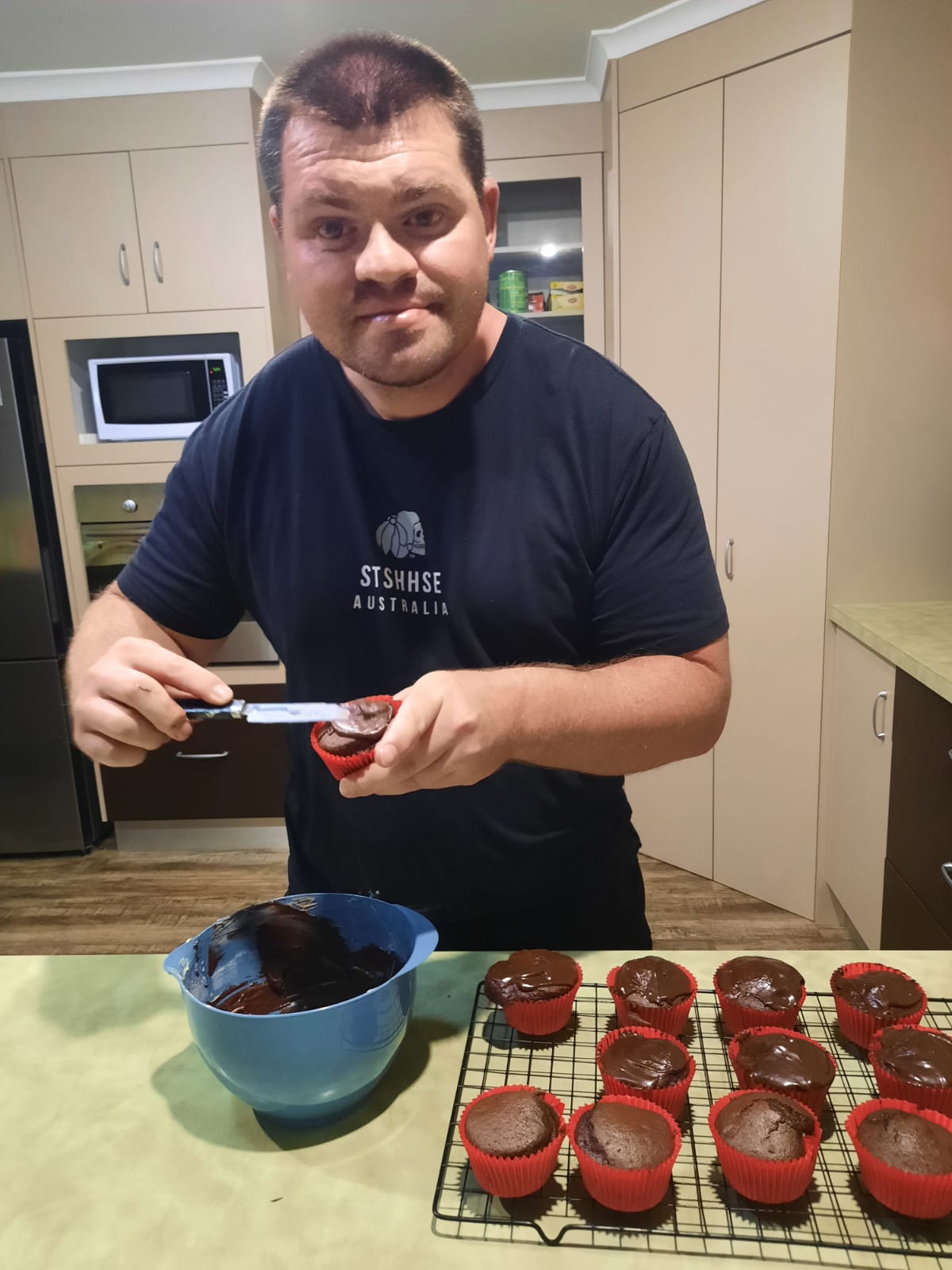 Resident baking in the kitchen
